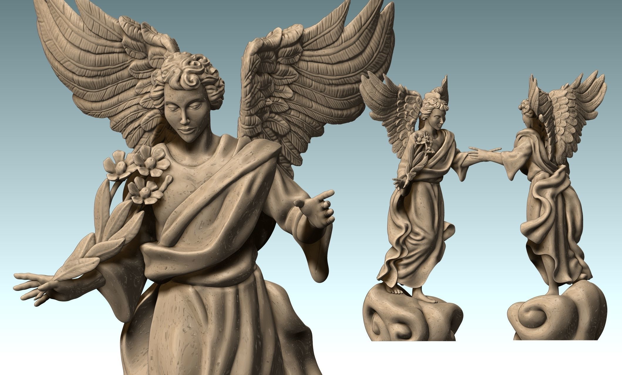Uriel Archangel - Metal - Wood - CNC Rounting and 3D print model_17