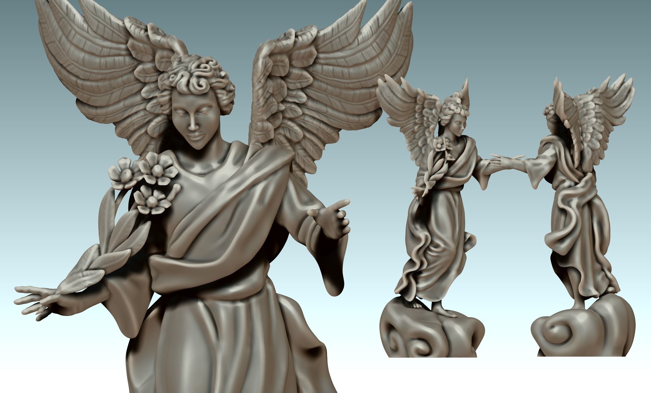 Uriel Archangel - Metal - Wood - CNC Rounting and 3D print model_19