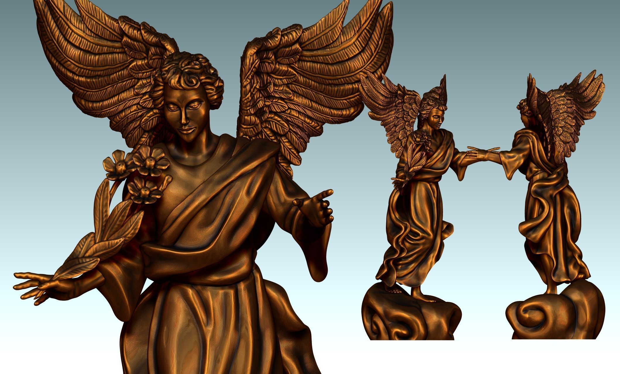 Uriel Archangel - Metal - Wood - CNC Rounting and 3D print model_25