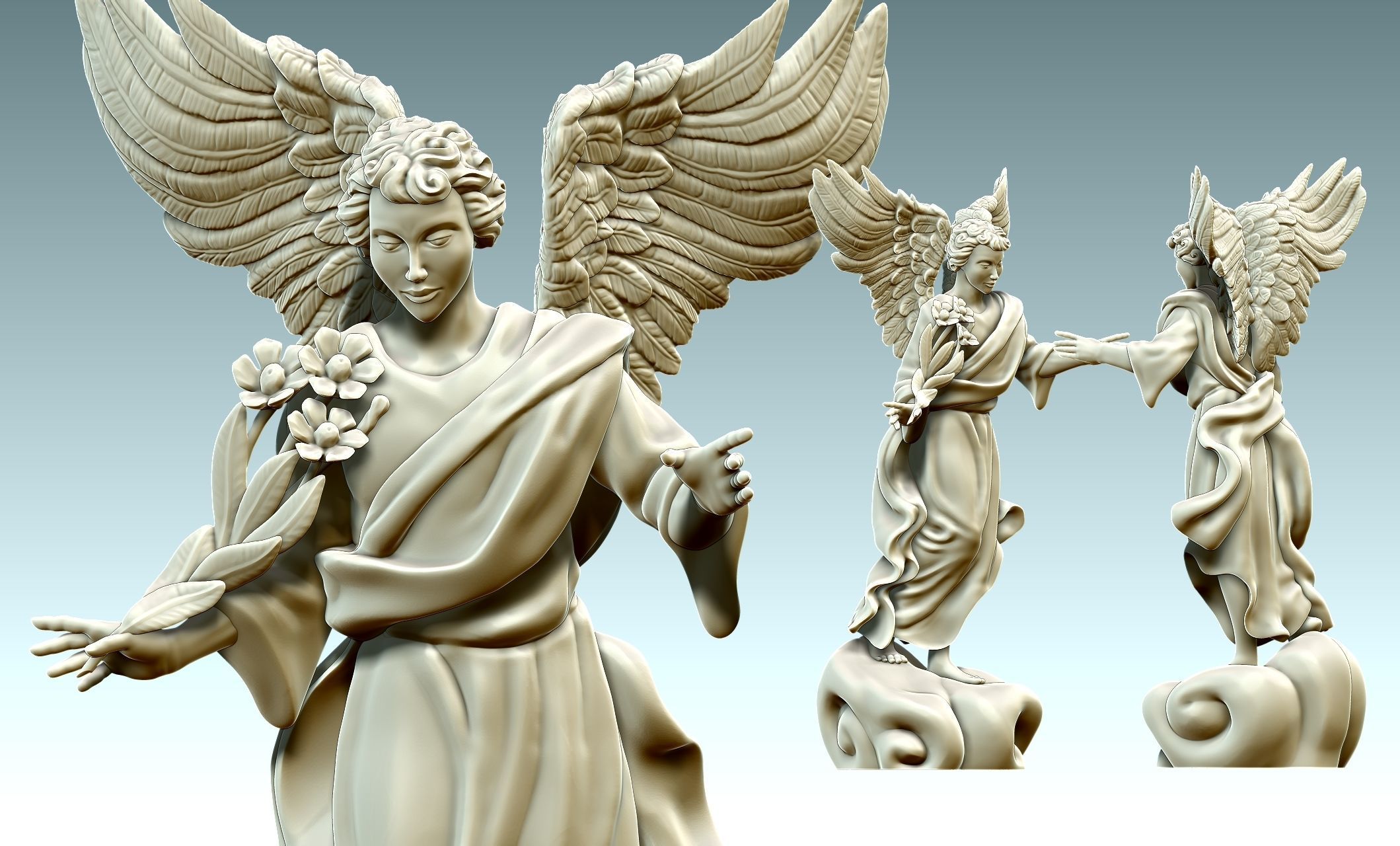 Uriel Archangel - Metal - Wood - CNC Rounting and 3D print model_27
