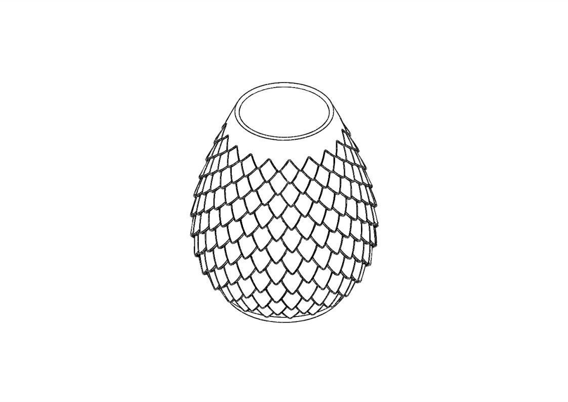 Vase with dragon scale pattern 3D print model_4
