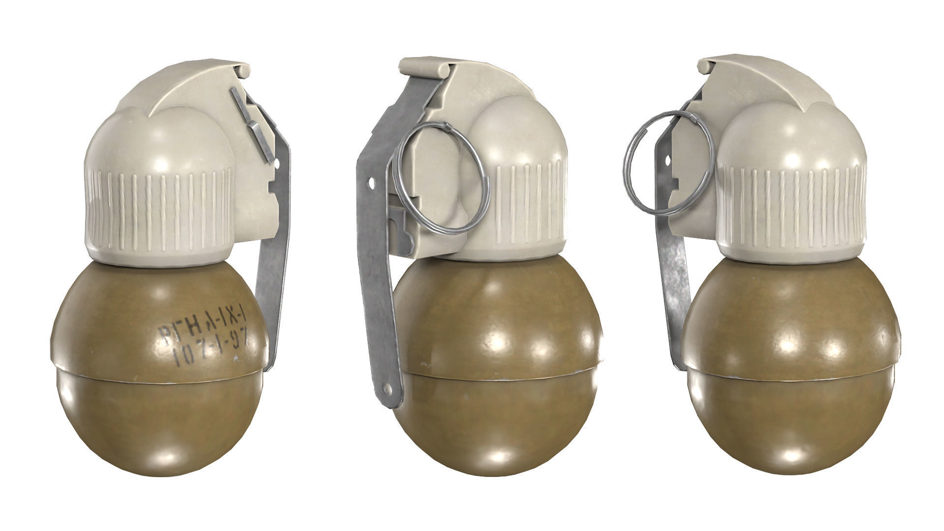 Military Game Ready RGO and RGN Soviet Grenades Low-poly 3D model_5