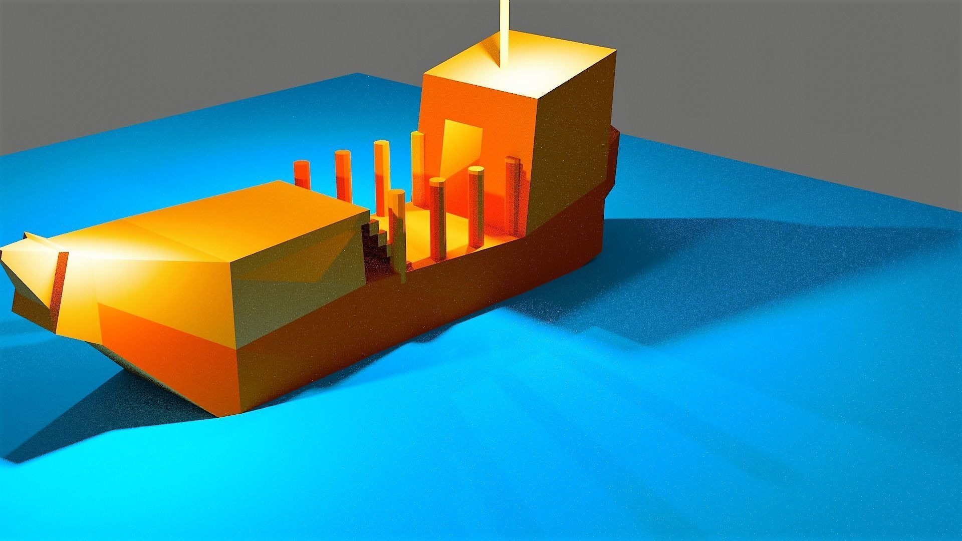 low  poly ship model Free 3D model_1