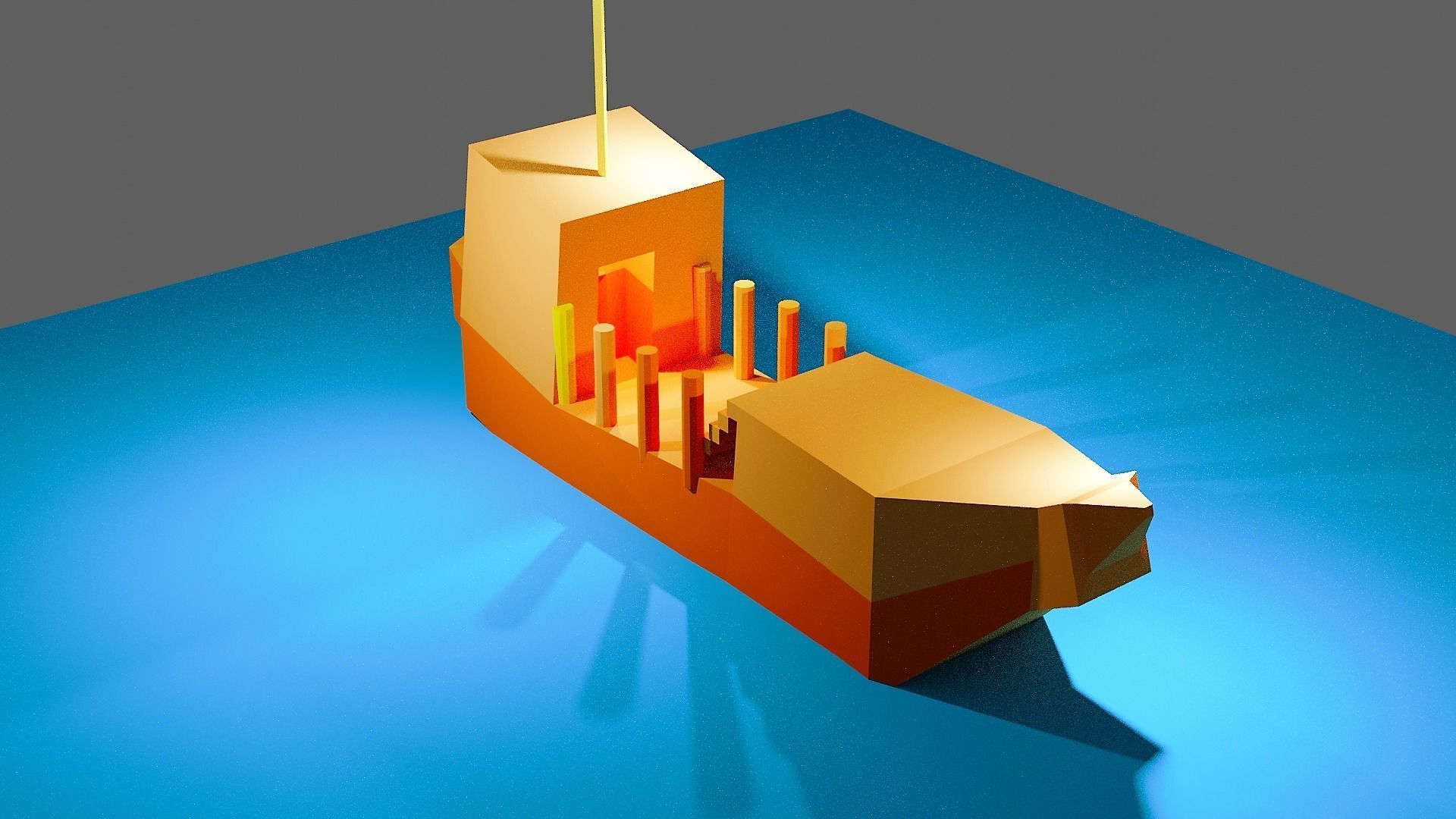 low  poly ship model Free 3D model_2