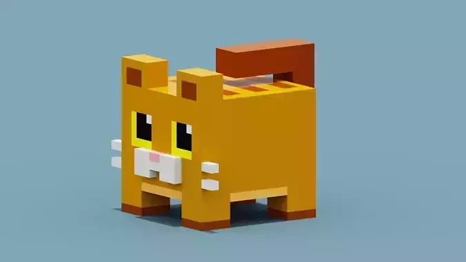 Voxel Cat Low-poly 3D model