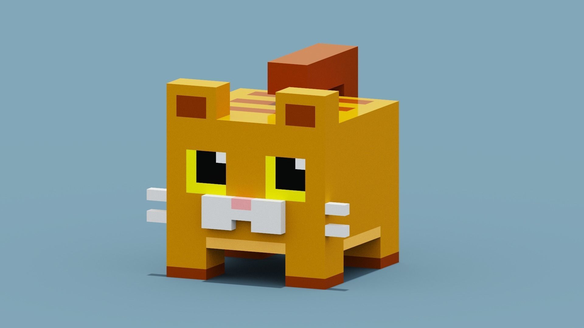 Voxel Cat Low-poly 3D model_11