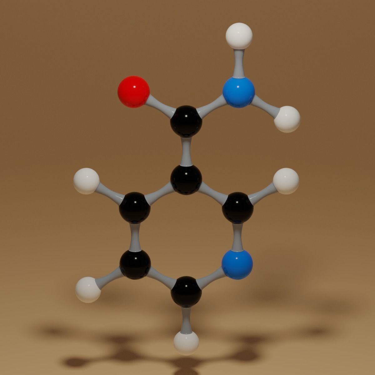 Vitamin B3 Niacinamide C6H6N2O Molecule Low-poly 3D model_7