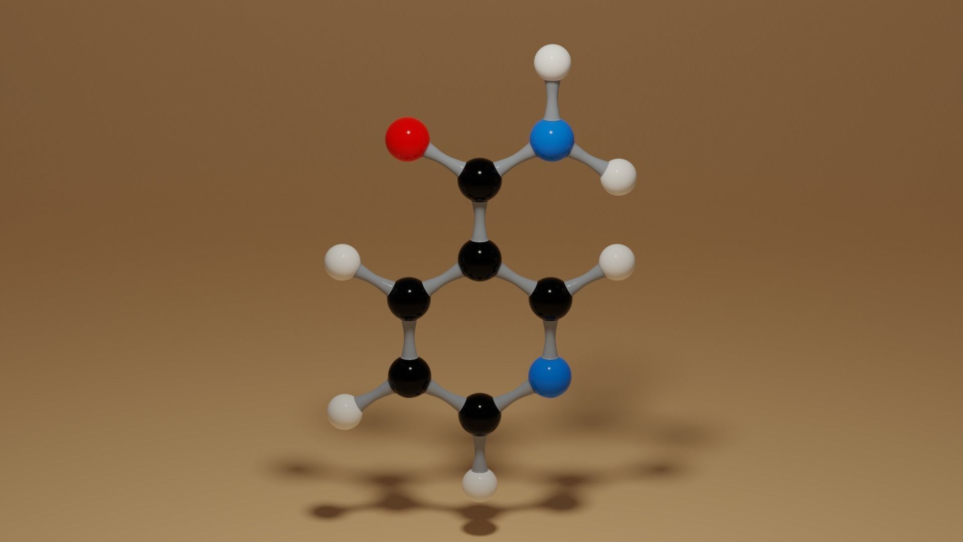 Vitamin B3 Niacinamide C6H6N2O Molecule Low-poly 3D model_2