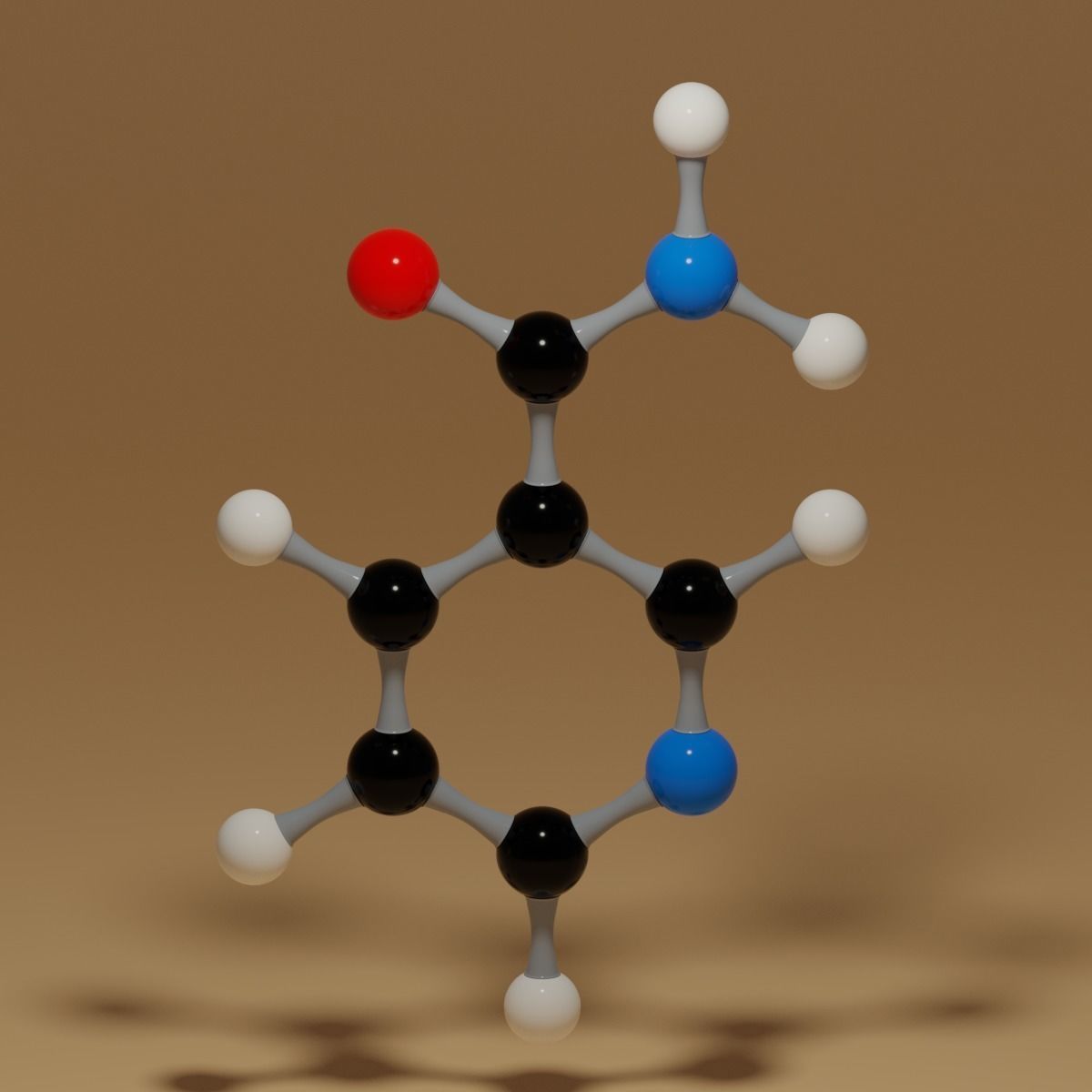 Vitamin B3 Niacinamide C6H6N2O Molecule Low-poly 3D model_8