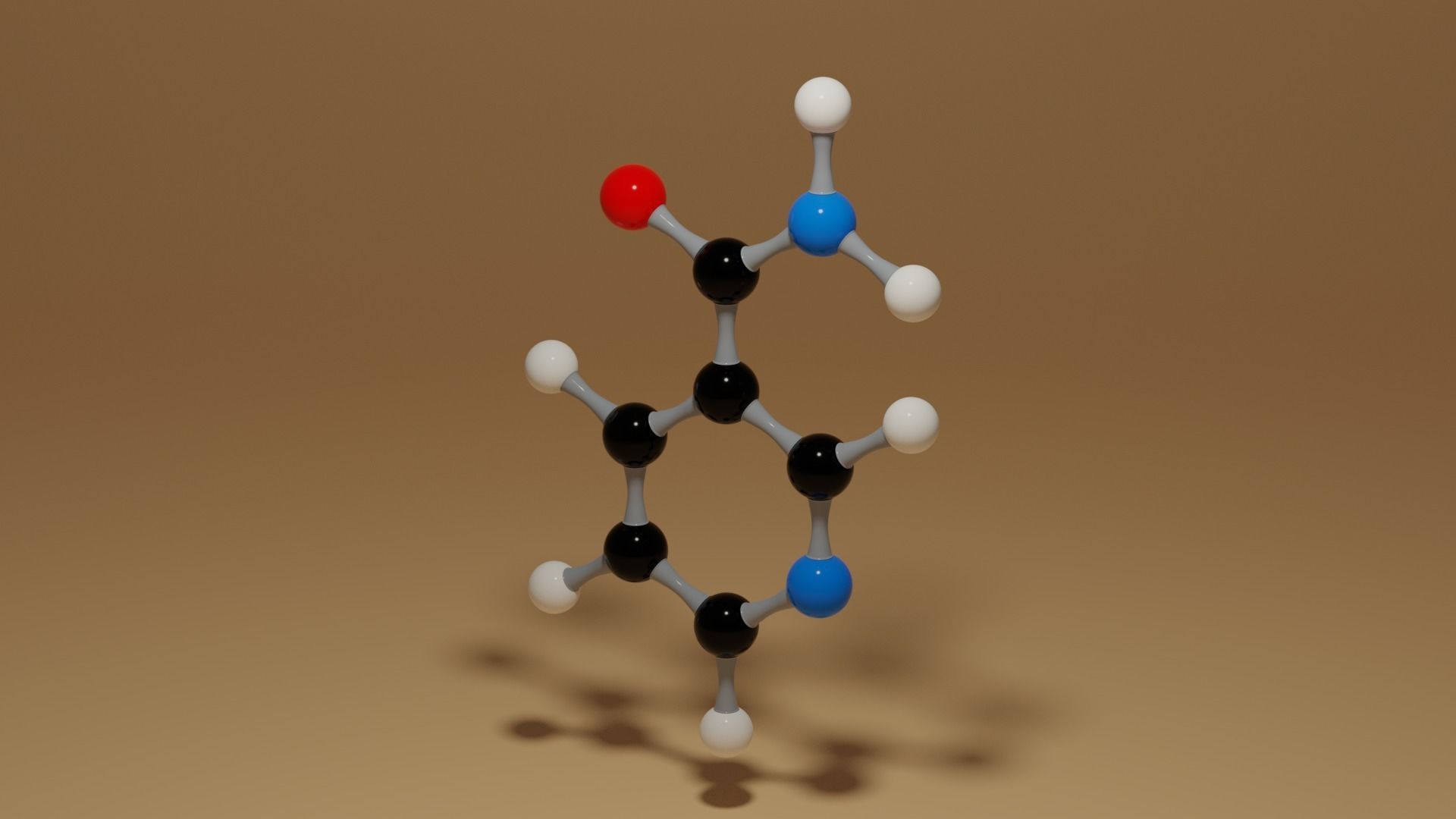 Vitamin B3 Niacinamide C6H6N2O Molecule Low-poly 3D model_1