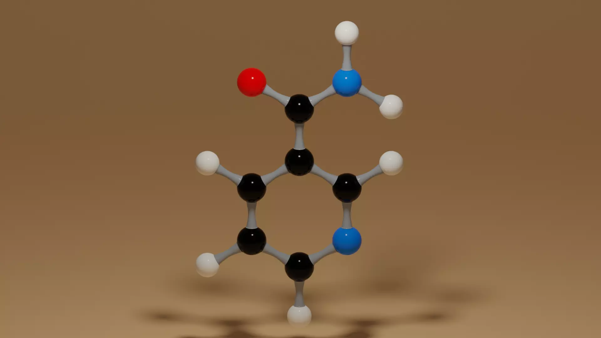 Vitamin B3 Niacinamide C6H6N2O Molecule Low-poly 3D model_0