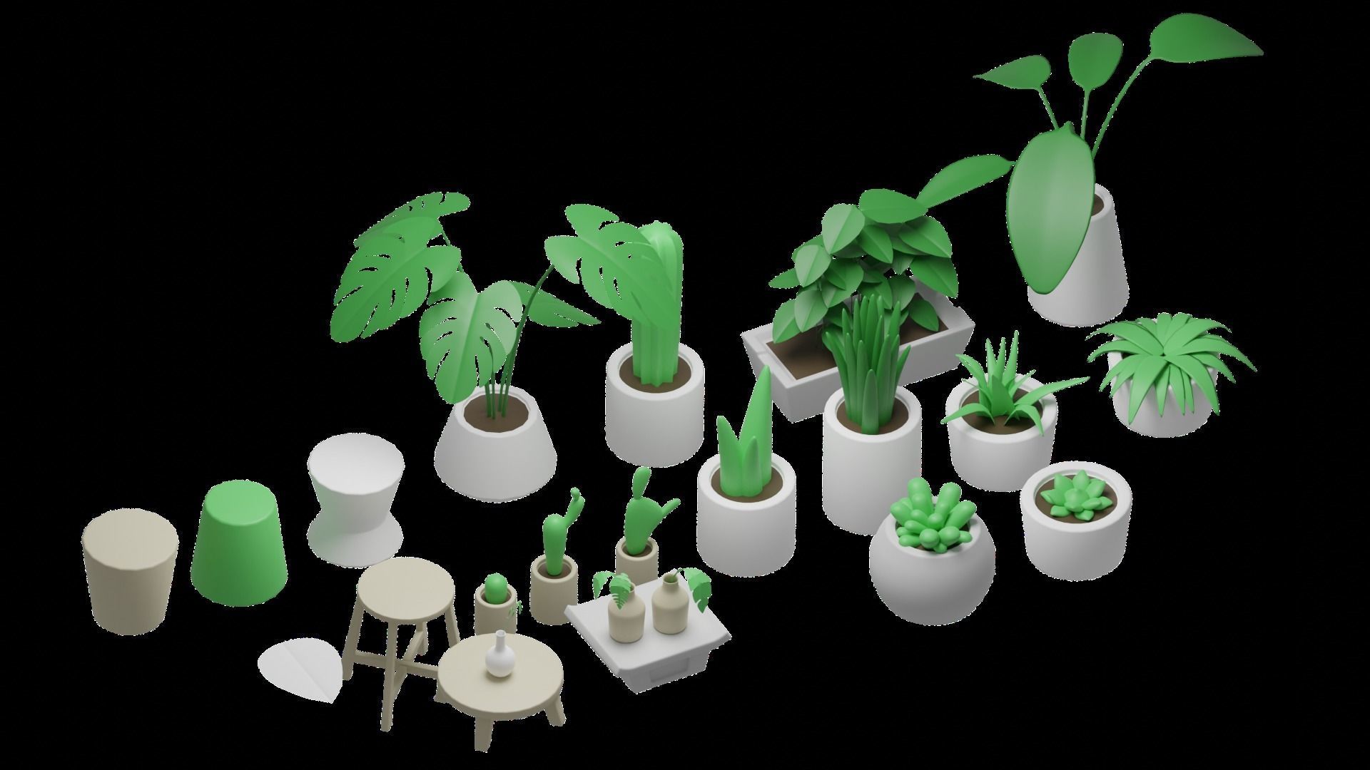 Asset plants Low-poly 3D model_3