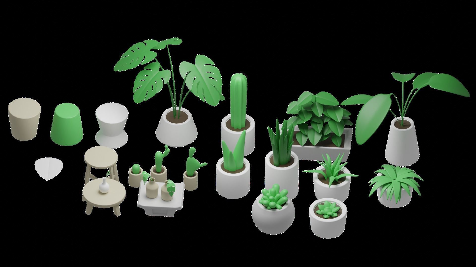 Asset plants Low-poly 3D model_4