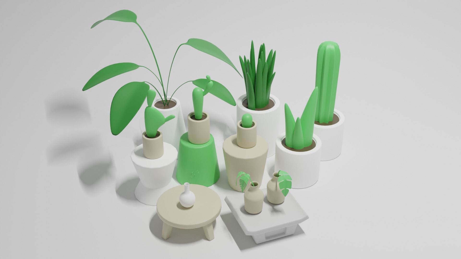 Asset plants Low-poly 3D model_1