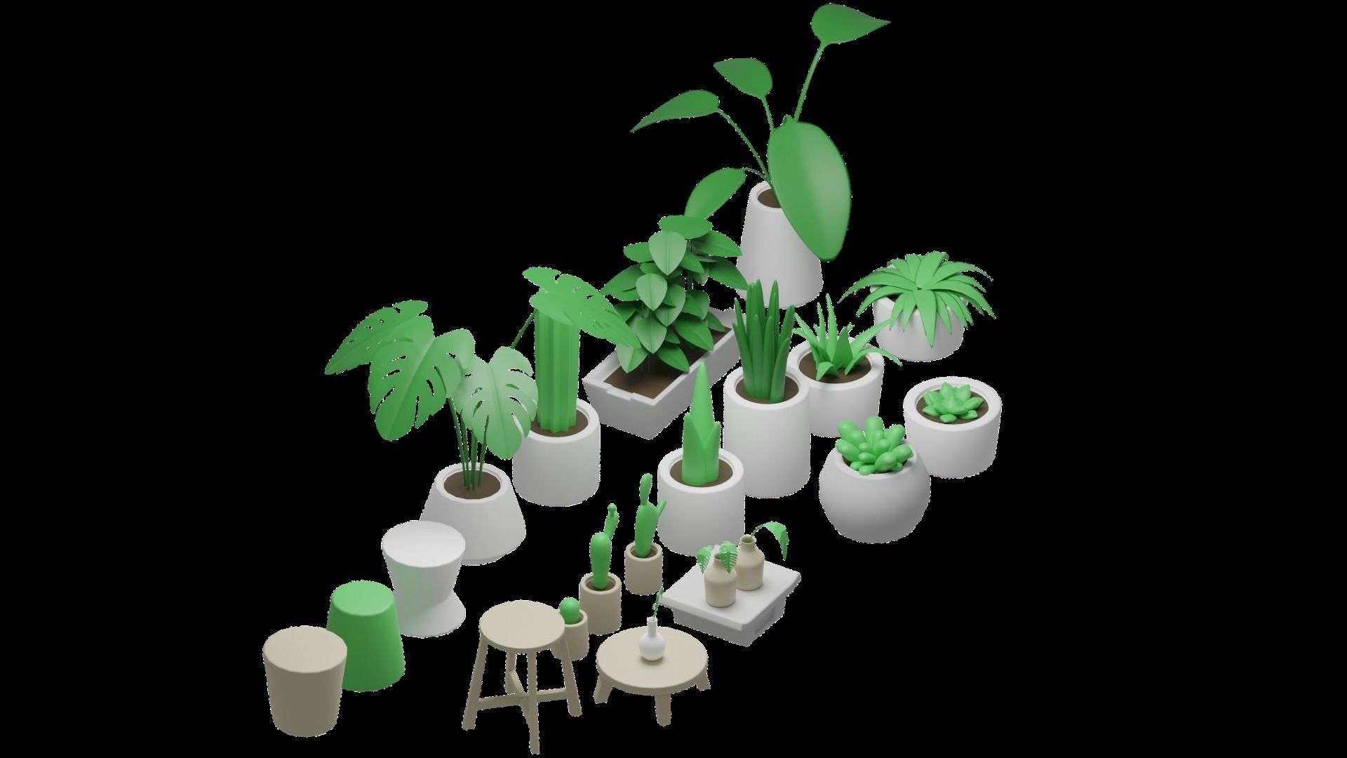 Asset plants Low-poly 3D model_6