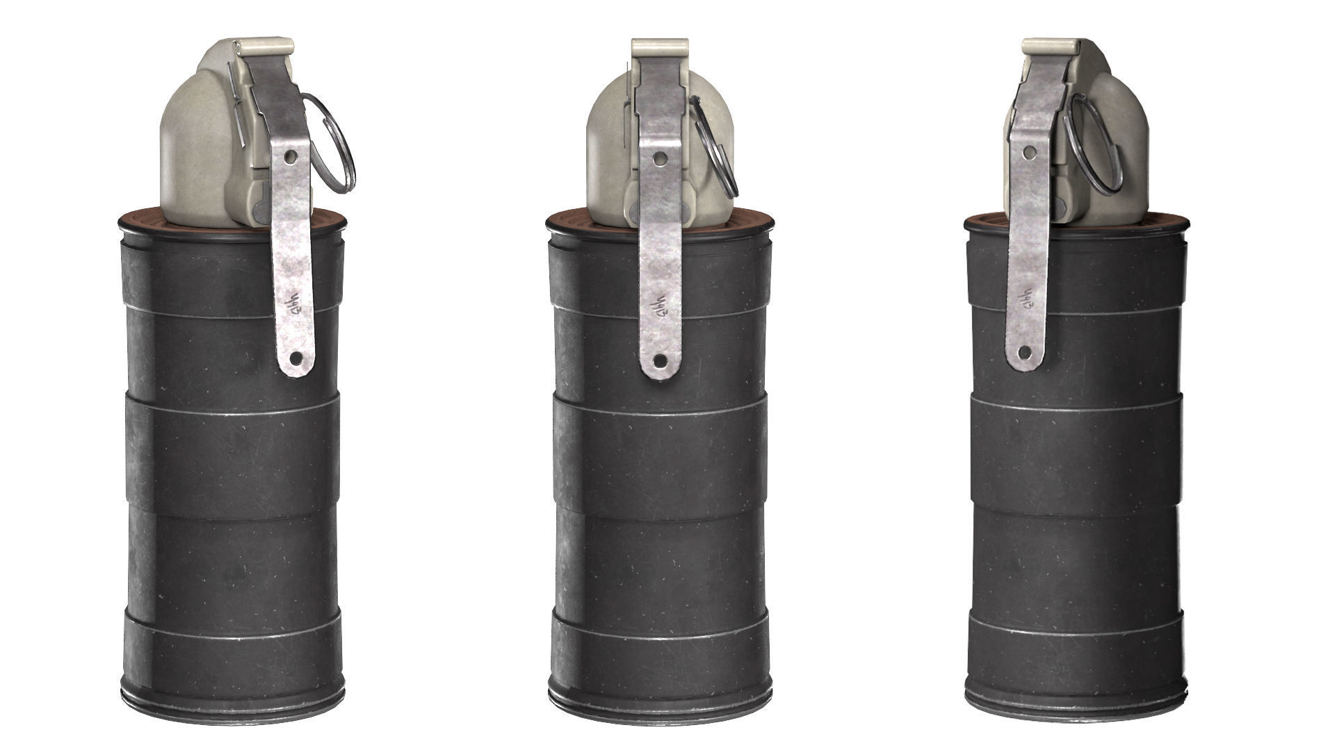 MILITARY Game Ready Soviet Fragmentation Stun and Smoke grenades 3D Model Collection_20