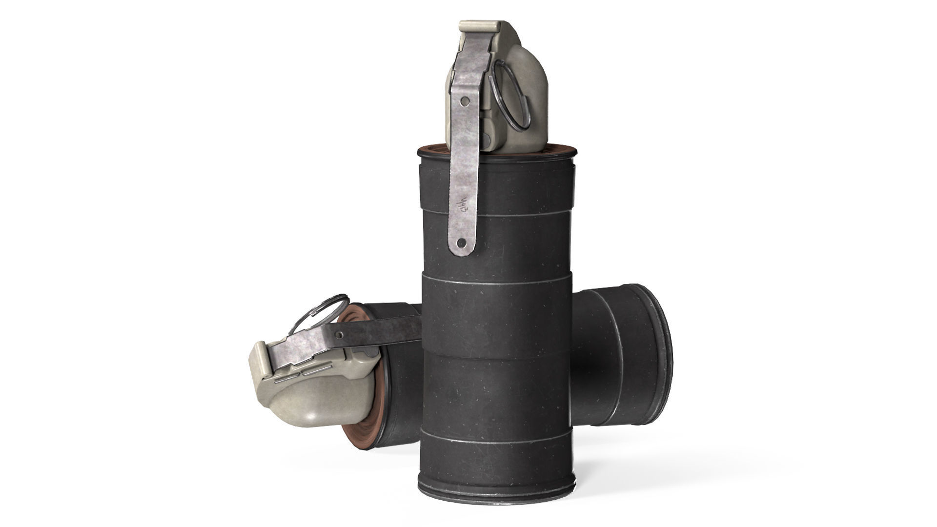 MILITARY Game Ready Soviet Fragmentation Stun and Smoke grenades 3D Model Collection_21