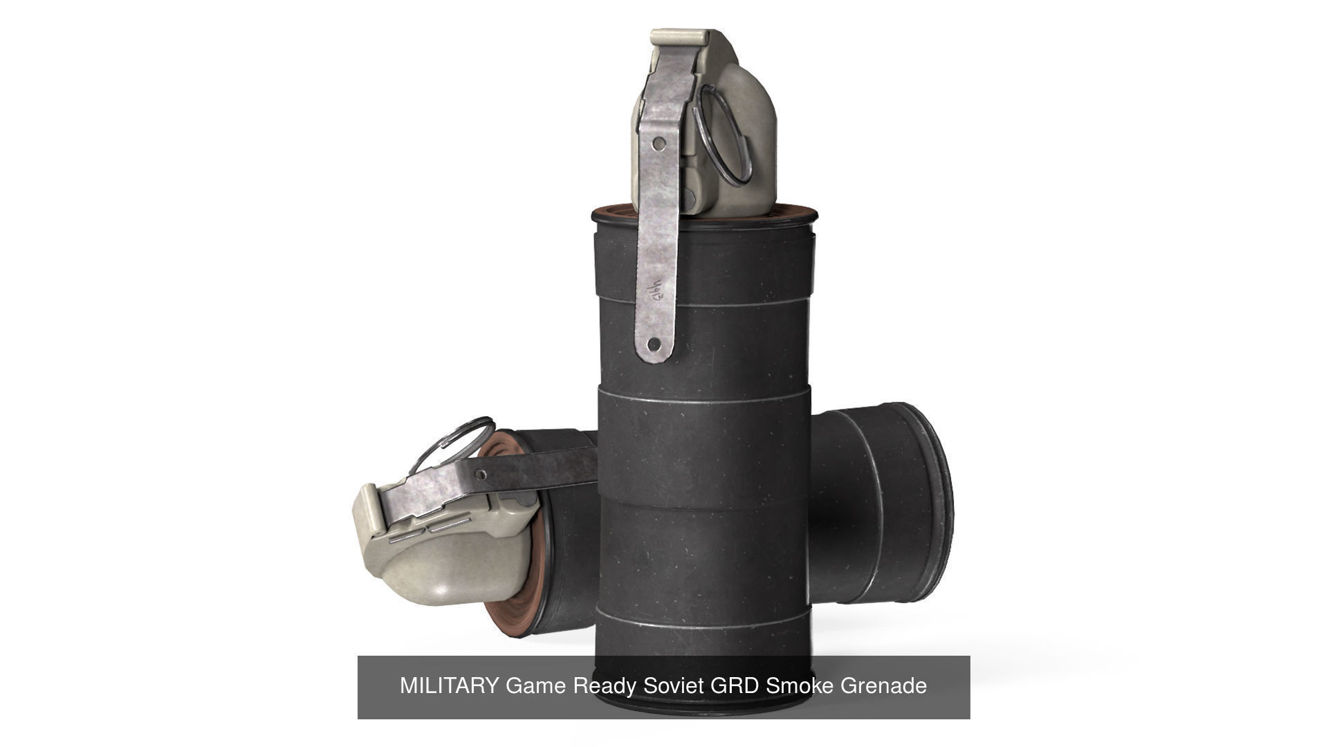 MILITARY Game Ready Soviet Fragmentation Stun and Smoke grenades 3D Model Collection_5