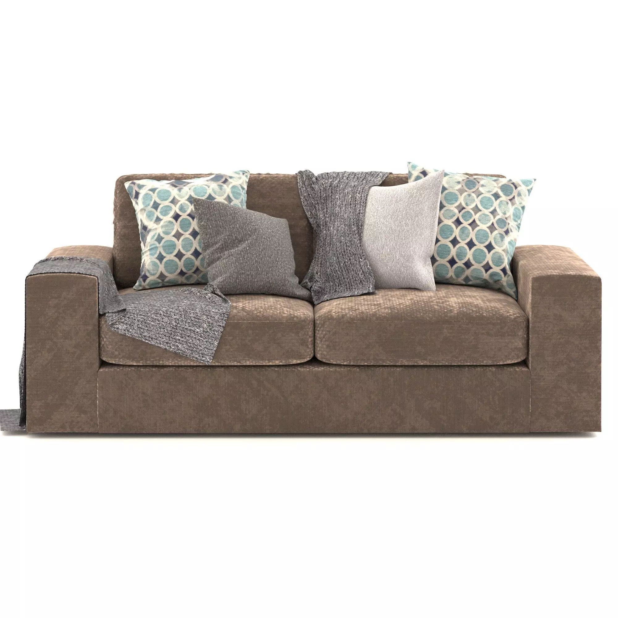 chill fabric 4 seater sofa Low-poly 3D model_0