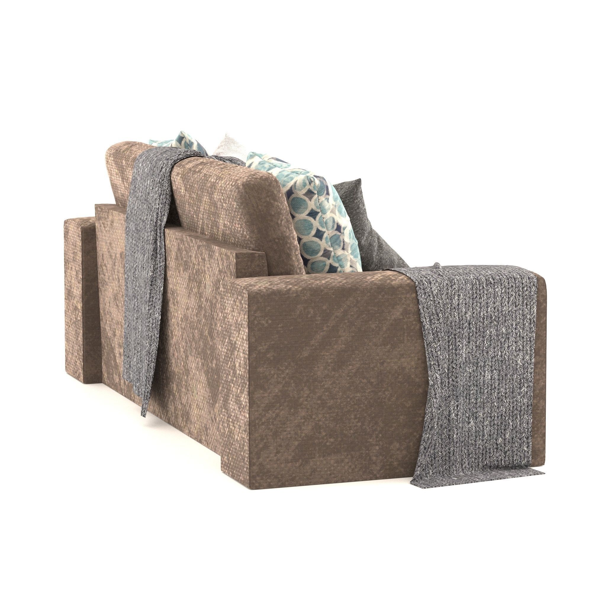 chill fabric 4 seater sofa Low-poly 3D model_1