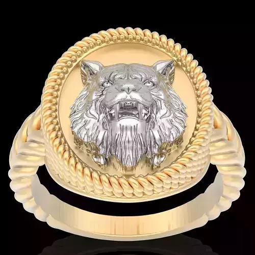 Tiger ring silver gold printable jewelry 3D model
