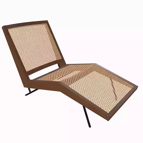 Rattan garden furniture Chaise lounge Low-poly 3D model