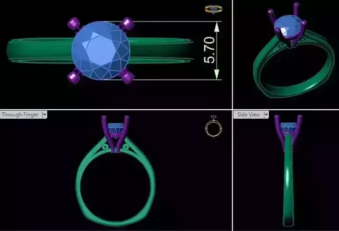 engagement ladies ring one stone 3D print model