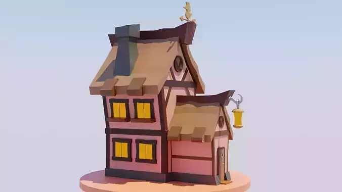 Stylized Fantasy House Low-Poly Game Ready