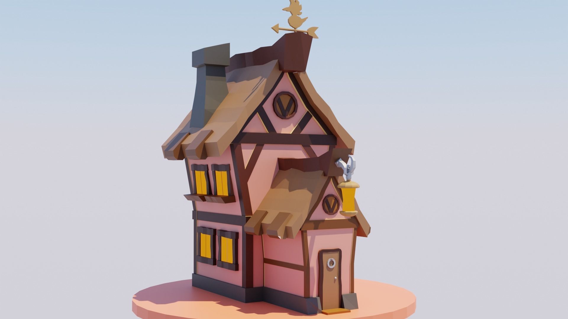 Stylized Fantasy House Low-Poly Game Ready Low-poly 3D model_2