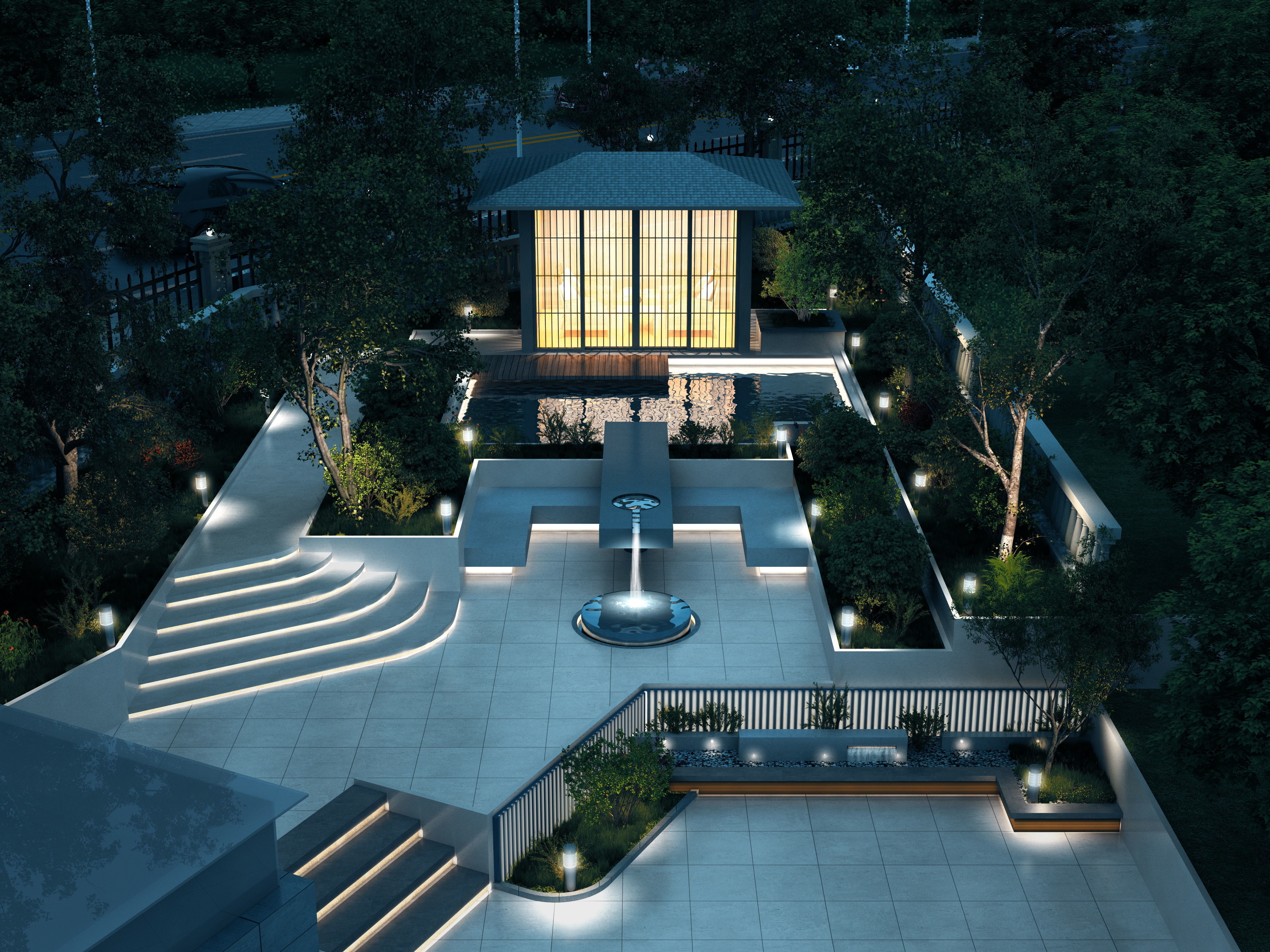 Villa Garden 3D model_1