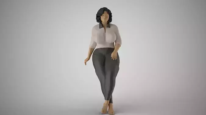 Overweight Woman Leaning 3D print model