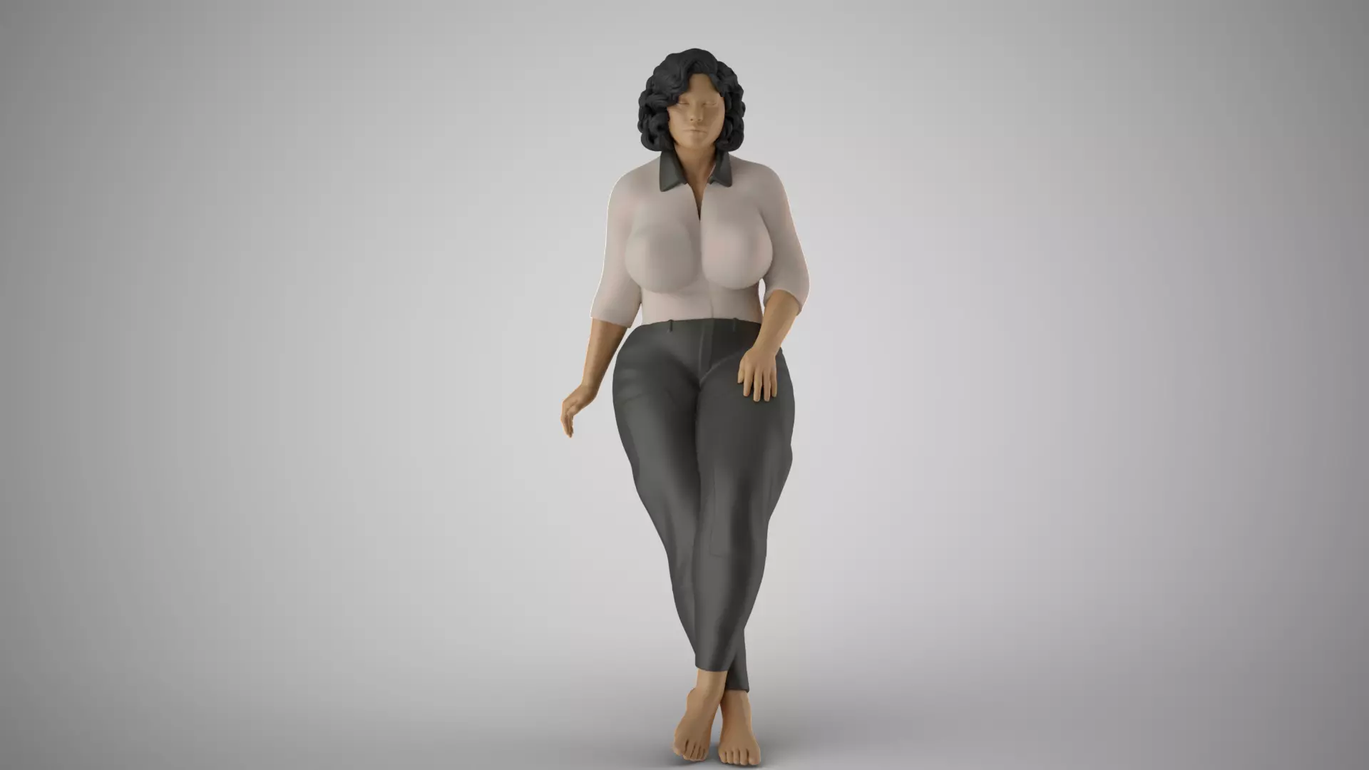 Overweight Woman Leaning 3D print model