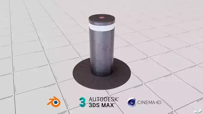 Automatic Hydraulic Bollard Low-poly 3D model