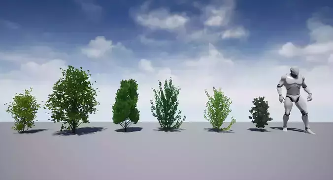 UE4 - Trees and Bushes Game Ready Fully UE4 Project Low-poly 3D model