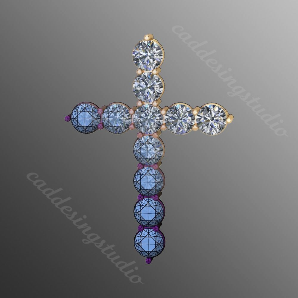 Pendant cross lr1 3D print model_1