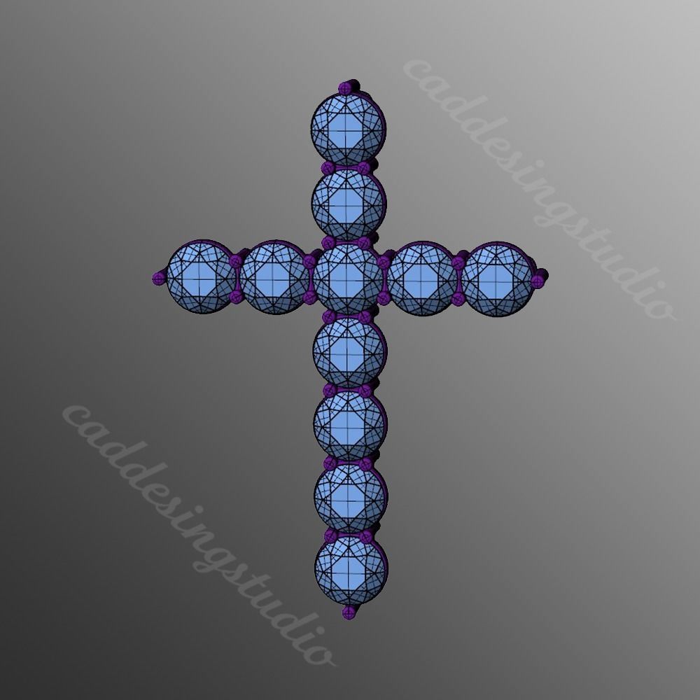 Pendant cross lr1 3D print model_2