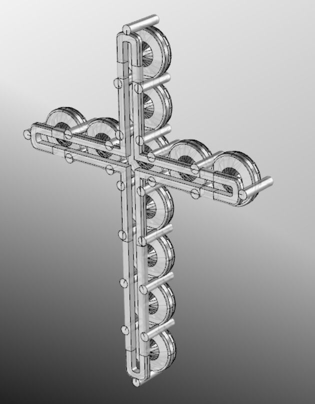 Pendant cross lr1 3D print model_14