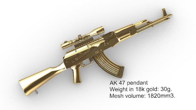 AK 47 pendant C3D 3D print model_2