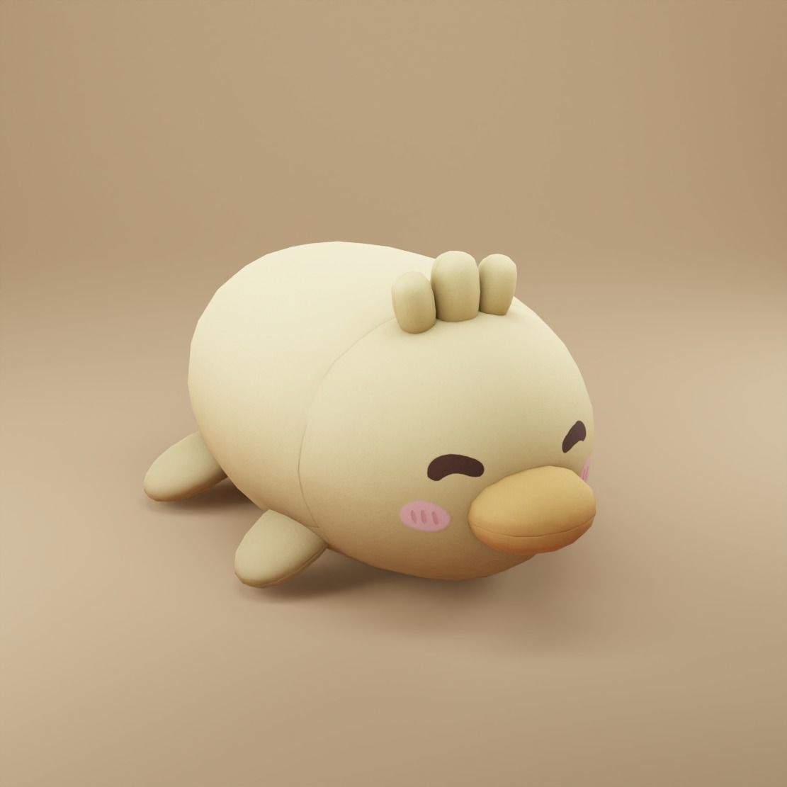 Duck Plush Toy Low-poly 3D model_4