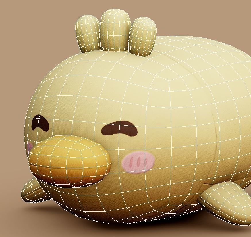 Duck Plush Toy Low-poly 3D model_8