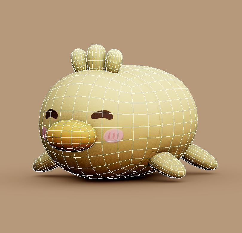 Duck Plush Toy Low-poly 3D model_6