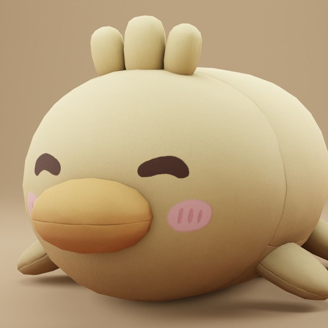 Duck Plush Toy Low-poly 3D model_5