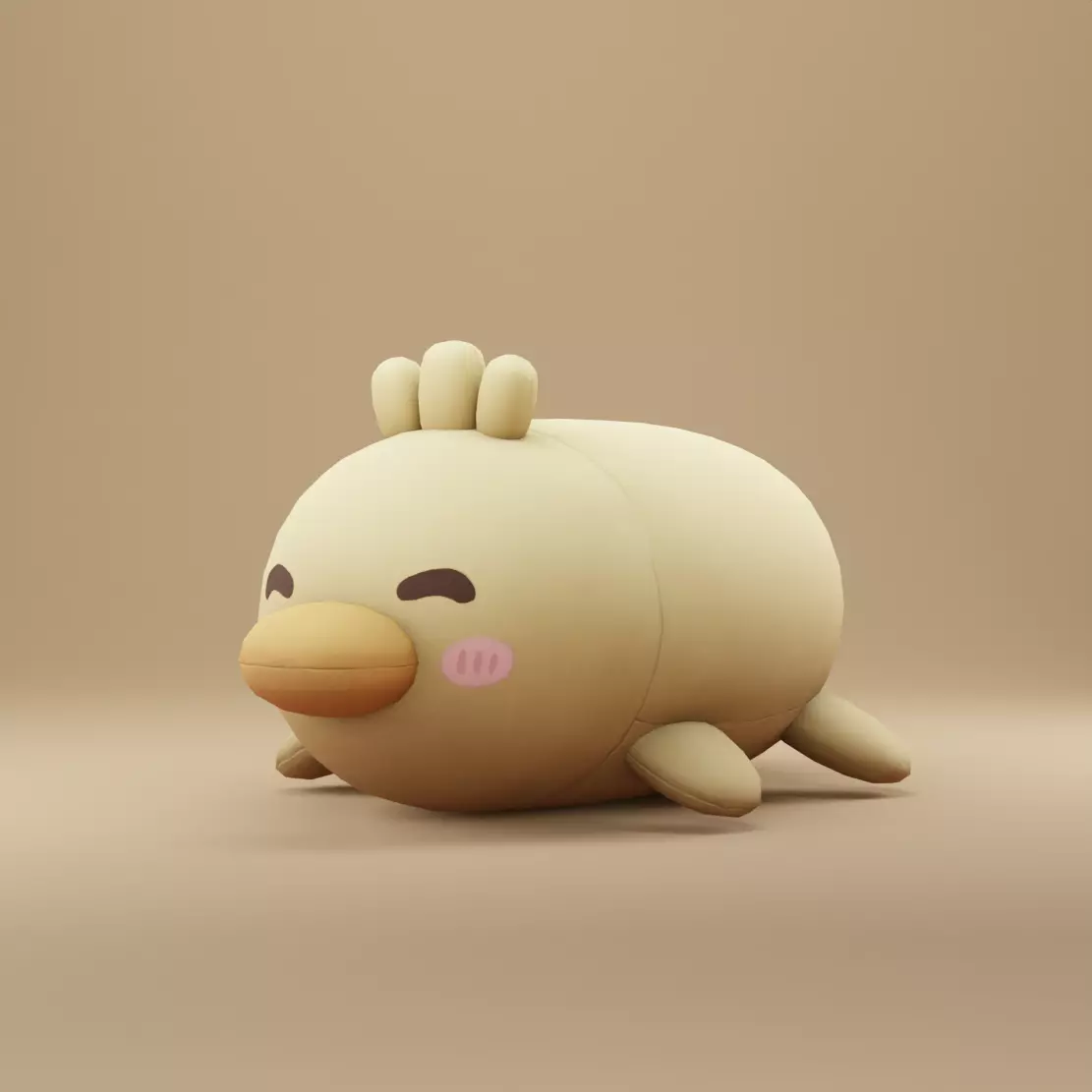 Duck Plush Toy Low-poly 3D model_0