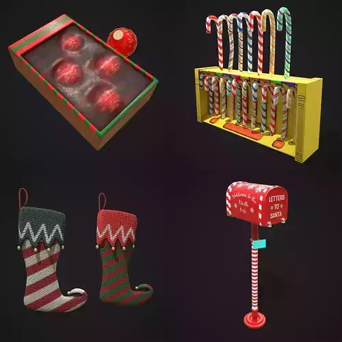 Christmas Prop Mix Three 3D Model Collection