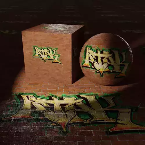 Brick Wall Worn and Cracked with Graffiti PBR Texture