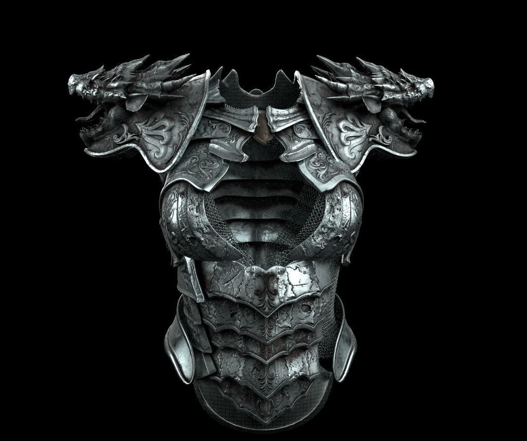 Dragon girl body armor Low-poly 3D model_9