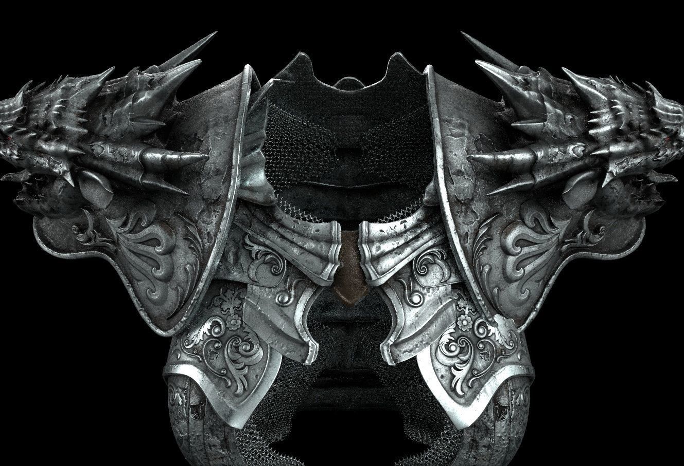 Dragon girl body armor Low-poly 3D model_4