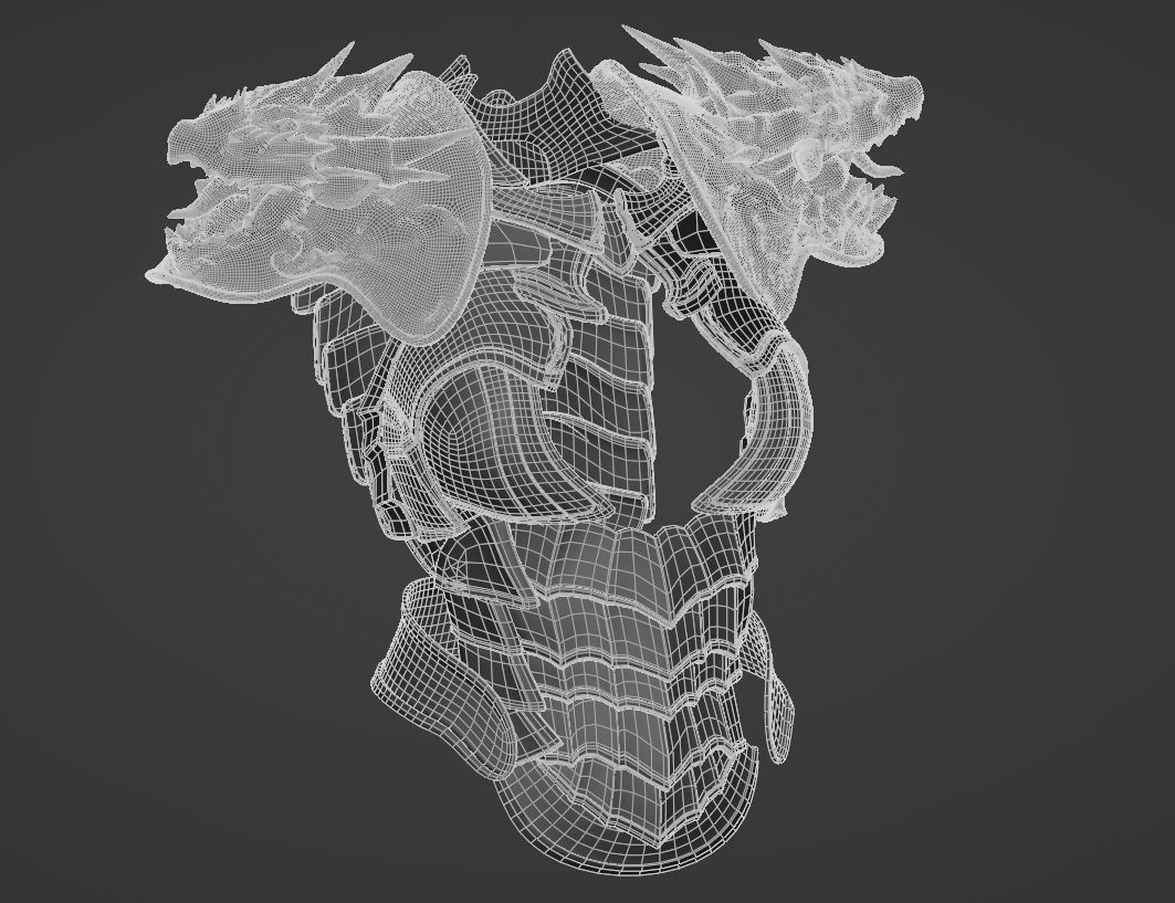 Dragon girl body armor Low-poly 3D model_12