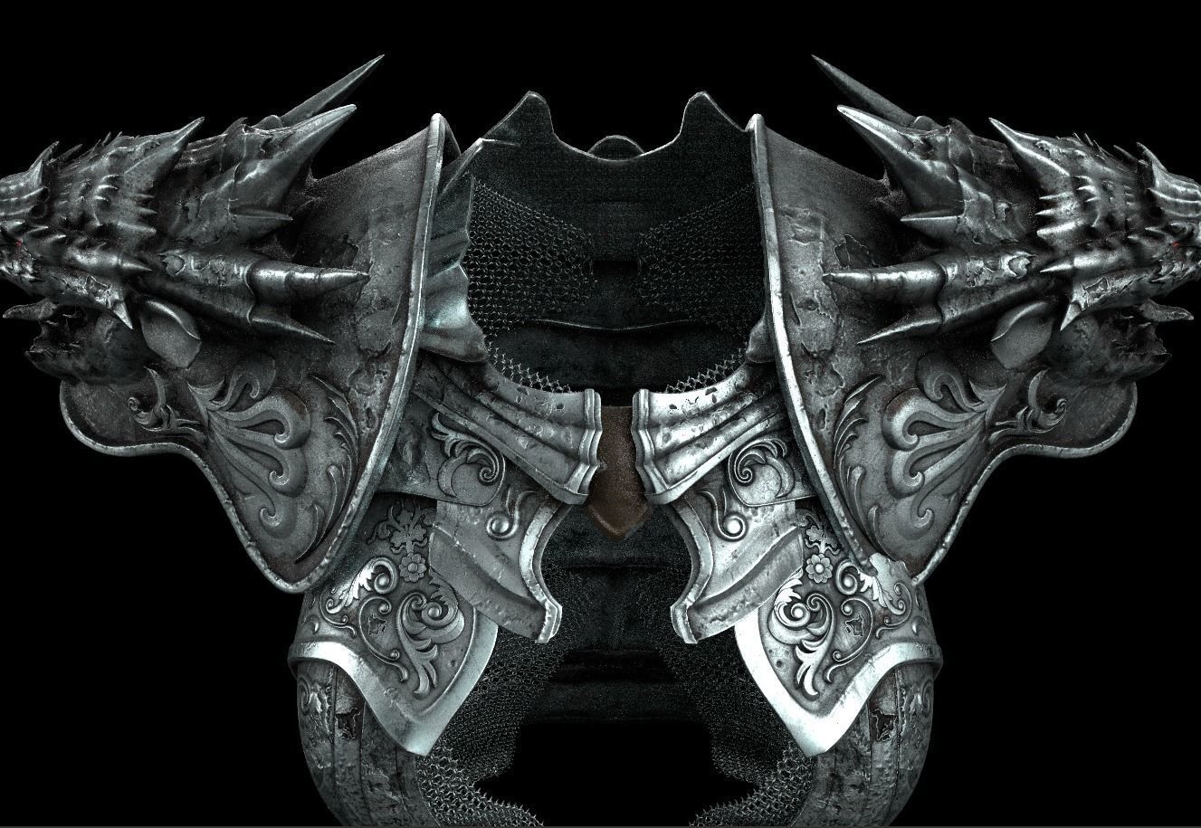 Dragon girl body armor Low-poly 3D model_5