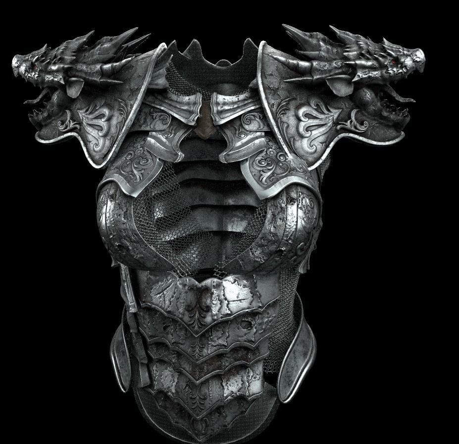Dragon girl body armor Low-poly 3D model_8
